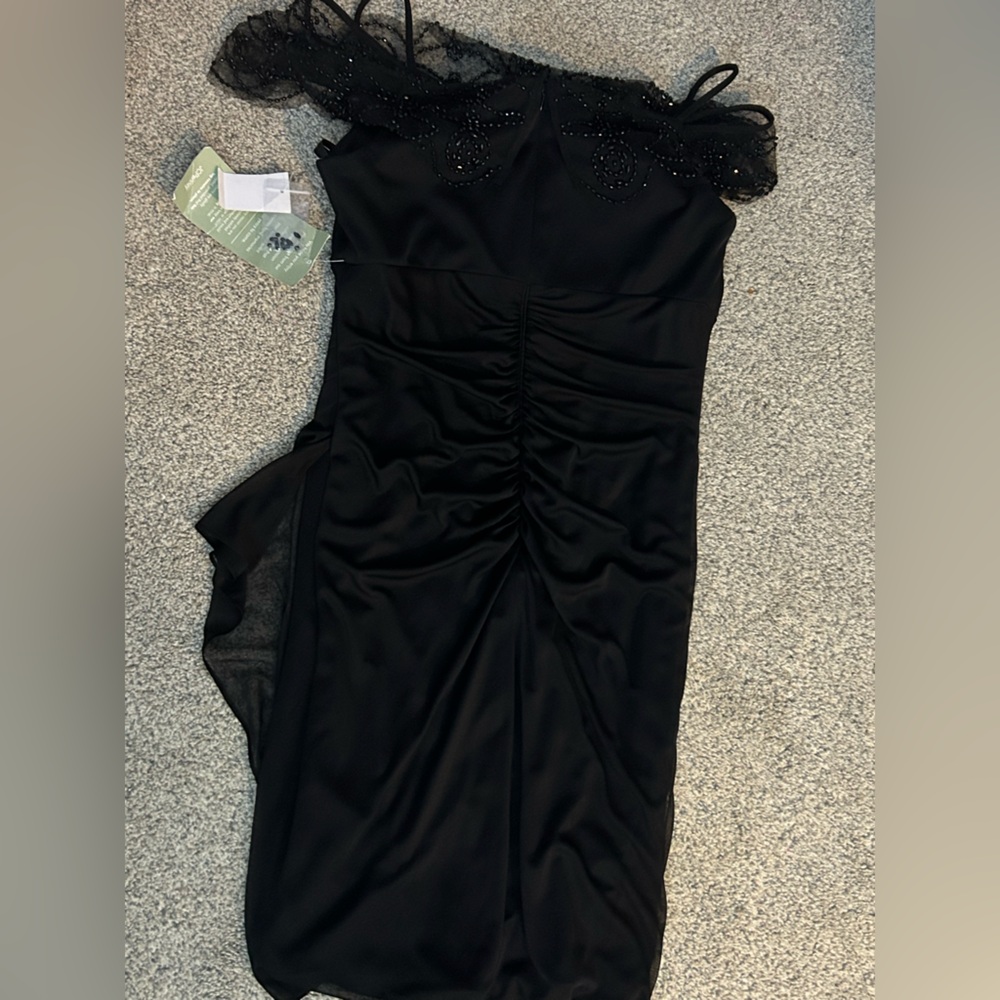 DJ Jaz Black Beaded Off-Shoulder Cocktail Dress – Size 14 (NWT) - Picture 4 of 4